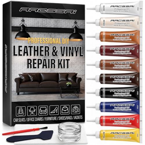 Leather Repair Kit for Furniture, Sofa, Jacket, Car Seats and Purse. Vinyl Repair Kit. Super Easy...