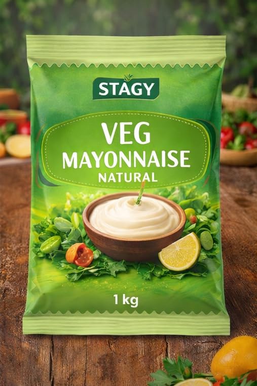 STAGY, Mayonnaise 1kg, Multipurpose Creamy Sauce For Burgers, Sandwiches Salad Dressing, Fresh Veg Non Veg Fried Snack Wraps & Rolls Hot Dog Momos (EGGLESS)-image-1