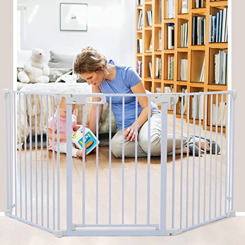 Hoyofo 78.74" Extra Wide Baby Gate Adjustable Play Yard Dog Fence Foldable 3 Panels Safety Gates For Stairs,Doorways #TOP26