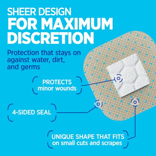 Image of BAND-AID Brand Sheer Spot Square Adhesive Bandages, All One Size, 50 Count