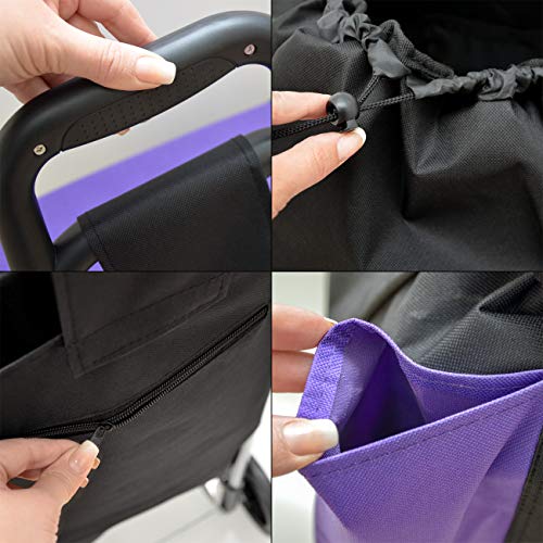 EYEPOWER 48L Einkaufstrolley Faltbarer Einkaufsroller 94x37x30 cm Trolley Lila – Bild 7