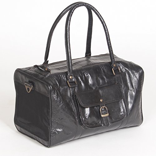 Dogstuff Depot Pet Deluxe Leather Travel Carrier – Genuine Black Leather