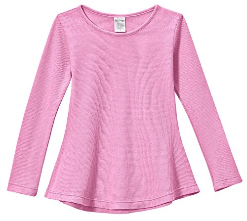 City Threads Little Girls' Thermal Long Sleeve Tunic Shirt Tee Dress for School Party Play, Medium Pink, 5