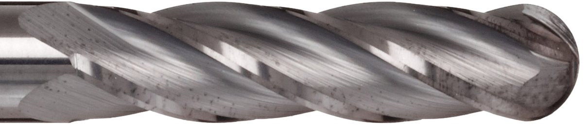 Melin Tool CCMG-LB Carbide Ball Nose End Mill, AlTiN Monolayer Finish, 30 Deg Helix, 4 Flutes, 4