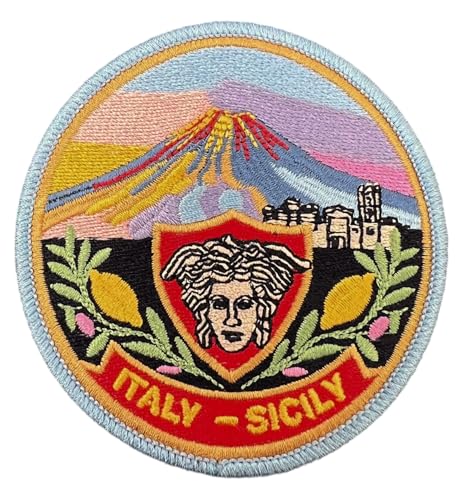 Sicily Italy Patch Embroidered Iron-on/Sew-on Badge (3 Inch) Travel Europe Souvenir Island Vacation Emblem Gift Patches