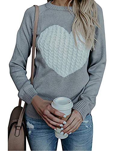 shermie Women's Pullover Sweaters Long Sleeve Crew Neck Casual Front Big Cute Heart Sweater4