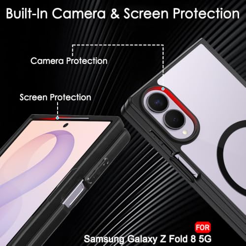Image of TheGiftKart Hybrid Shockproof Back Cover Case for Samsung Galaxy Z Fold 8 5G Compatible with MagSafe | Hard Back Cover Case for Samsung Z Fold8 5G (PC & TPU, Transparent Clear Back, Black Sides)