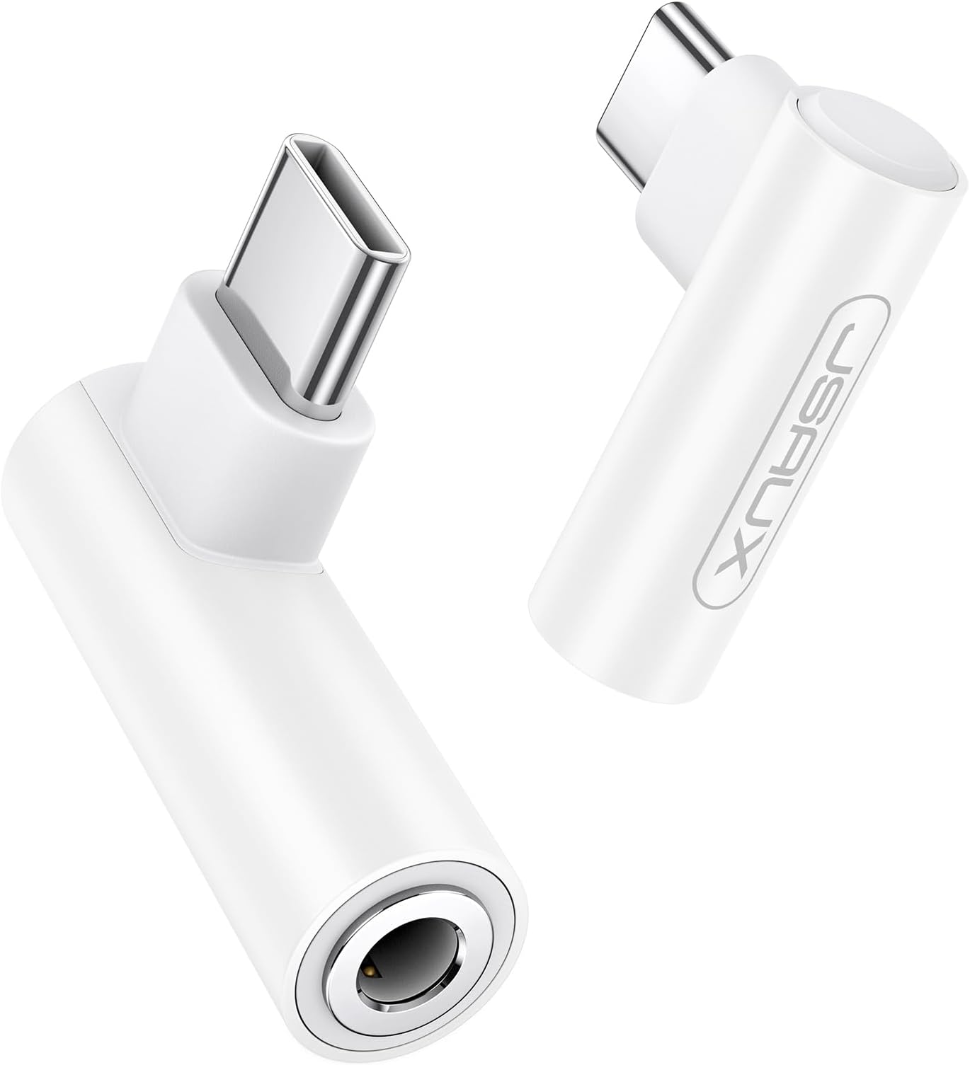 JSAUX 2 Pack Right Angle USB C to 3.5mm Audio Adapter, Type C to Aux Headphone Jack Adapter with 24bit DAC HiFi Dongle Compatible with Galaxy S24/S23 Ultra, Pixel 9/8, iPad Pro, MacBook, iPhone 17/16