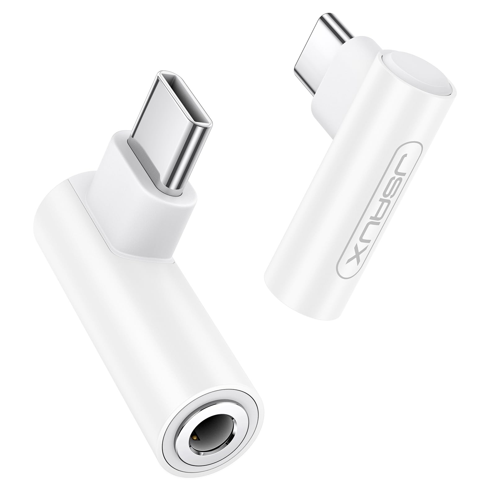 JSAUX 2 Pack Right Angle USB C to 3.5mm Audio Adapter, Type C to Aux Headphone Jack Adapter with 24bit DAC HiFi Dongle Compatible with Galaxy S24/S23 Ultra, Pixel 9/8, iPad Pro, MacBook, iPhone 17/16