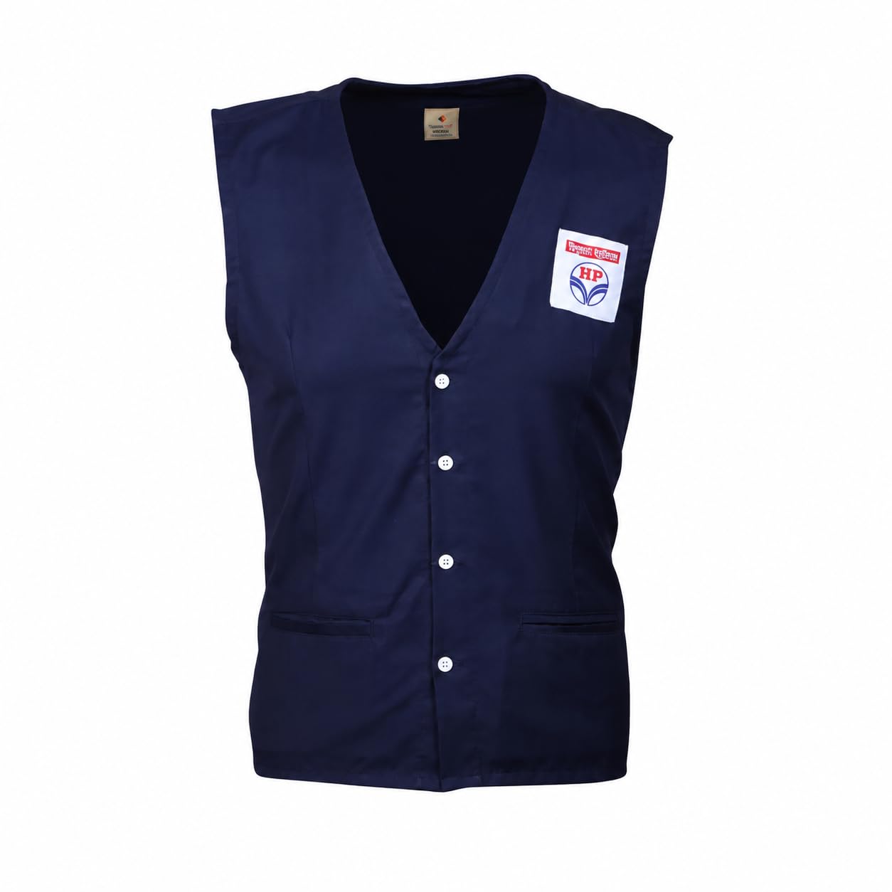HPCL Petrol Pump Salesman Uniform Waistcoat | Sky Blue Sleeveless Workwear Utility Vest with Logo | Regular Fit Cotton Blend Staff Jacket for Men Women-picture-44