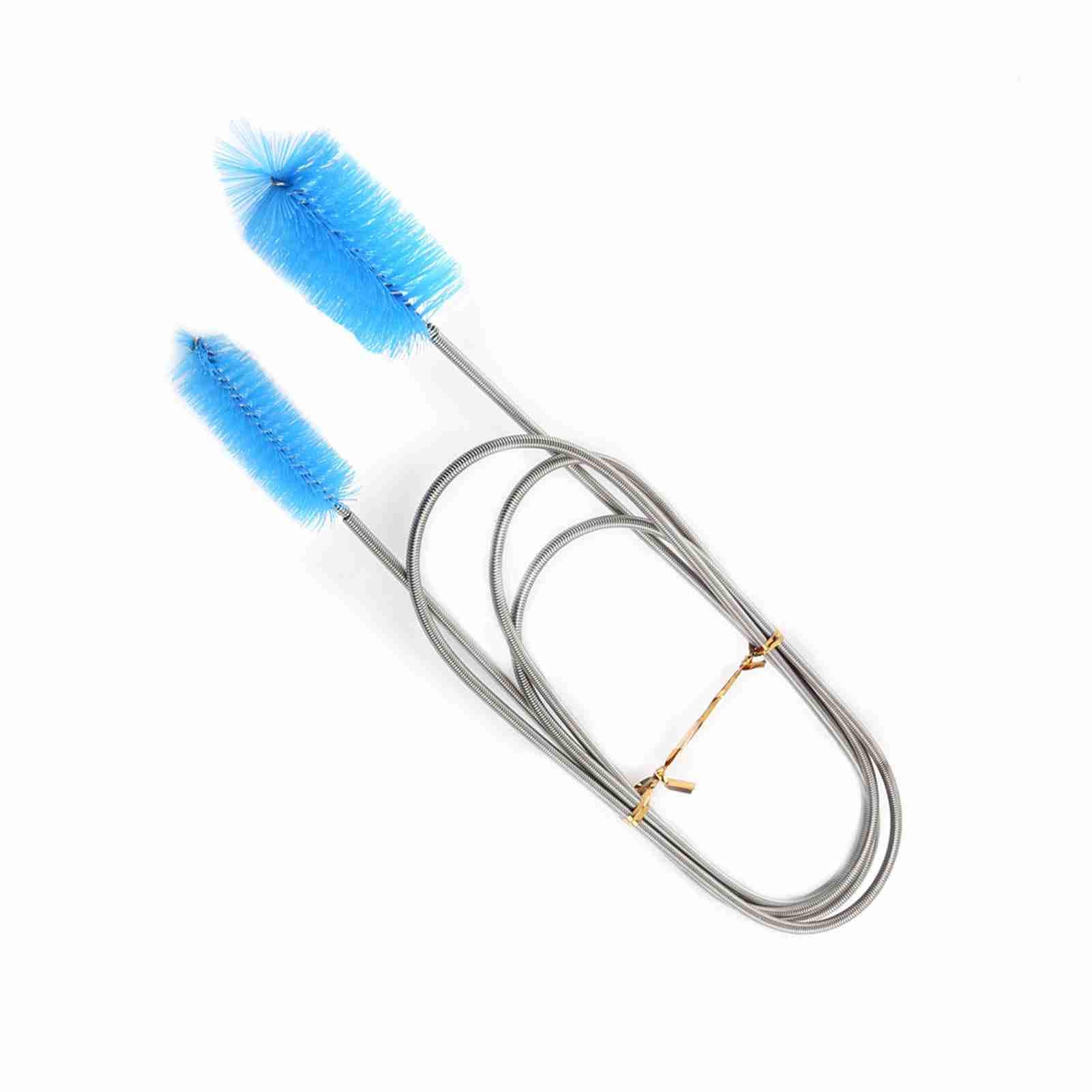 Fockety Double Tube Brush Stainless Steel Spring Clean Brush for Cleaning Bent Pipes and U‑shape Tube for Cleaning Pipes and Glass Diameter 9~35mm (Blue)