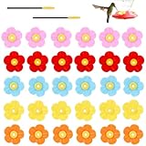 Lyreh 30stk Ersatzblumen Kolibri-Futterspender, PP-Ersatzblumen Kolibri mit 2 Reinigungsbürsten Praktisches Zubehör für Hängende Futterspender Freien