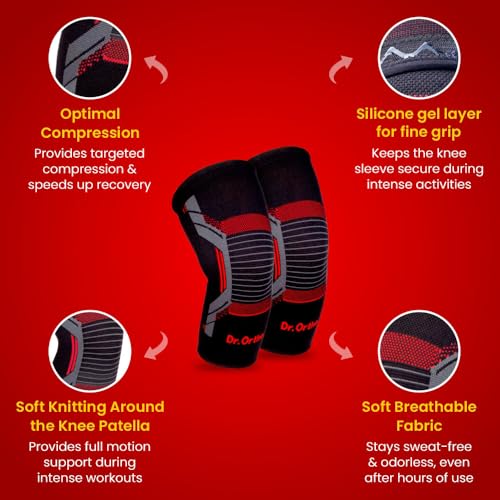 Image of Dr.Ortho Sports Knee Cap Compression Support for Gym, Running, Jogging, Cycling Sports, Workout, Indoor & Outdoor Activities, Knee Brace, Knee Support For Knee Pain- For Men and Women - XL