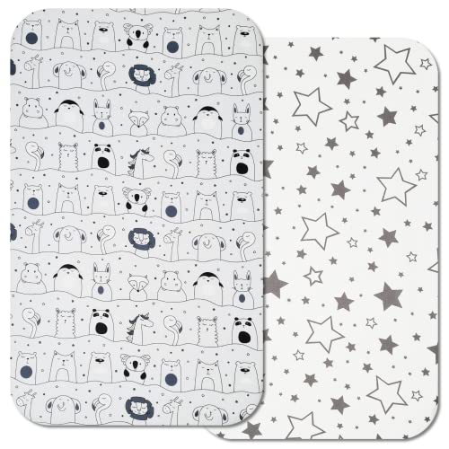 Next to Me Crib Sheets, 2pcs Baby Crib Sheets Set, 100% Organic Cotton to fit Bedside Cribs, Made in Europe