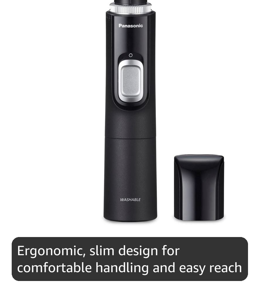 Panasonic Ear and Nose Hair Trimmer for Men with Vacuum Cleaning System, Powerful Motor and Dual-Edge Blades for Smoother Cutting, Wet/Dry – ER-GN70-K (Black)