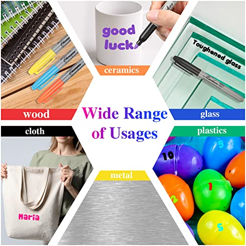 Image of Teling 288 Pcs 12 Colors Permanent Markers Fine Colored Markers Assorted Colors Marker Pens Waterproof Works on Paper, Plastic, Wood, Metal and Glass for Adult Coloring Doodling