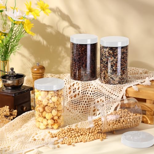 Image of Patelai 4 Pcs Plastic Jars Wide Mouth with Lids,27 Ounce,Clear