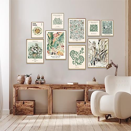 Sage Green Wall Art Prints Eclectic Decor, ASTRDECOR 9 PCS Sage Green Wall Decor Aesthetic, Green Matisse Wall Art Exhibition Poster Set, Bathroom, Hallway- Unframed Sage Green Wall Art Prints Eclectic Decor, ASTRDECOR 9 PCS Sage Green Wall Decor Aesthetic, Green Matisse Wall Art Exhibition Poster Set, Bathroom, Hallway- Unframed