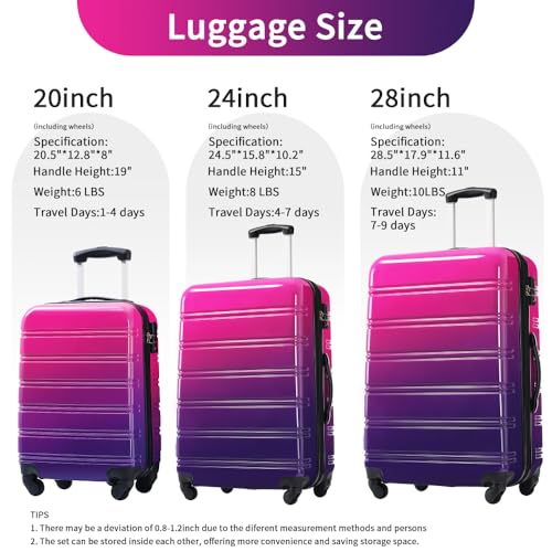 Hardside Spinner Luggage Set with TSA Lock - 3 Piece Suitcase Set (20" 24" 28")2