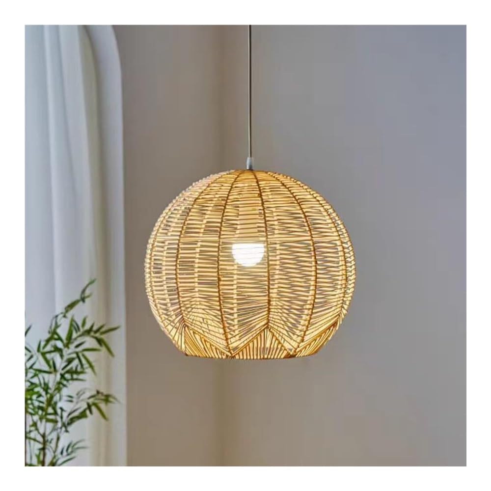 TONFON Rattan Ball Chandelier Round Woven Cage Hanging Lamp