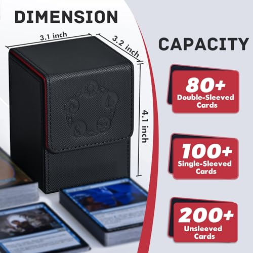 Zlca Card Deck Box For Trading Cards With 2 Dividers, Card Storage Box Fits 100+ Single Sleeved Cards, Pu Leather Strong Magnet Card Deck Case Holder For Magic Commander Tcg Ccg thumb #1