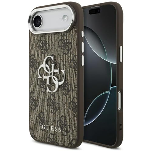 CG MOBILE Guess 4G Grand logo classique 4G Coque pour iPhone 17 Air (marron/argent)