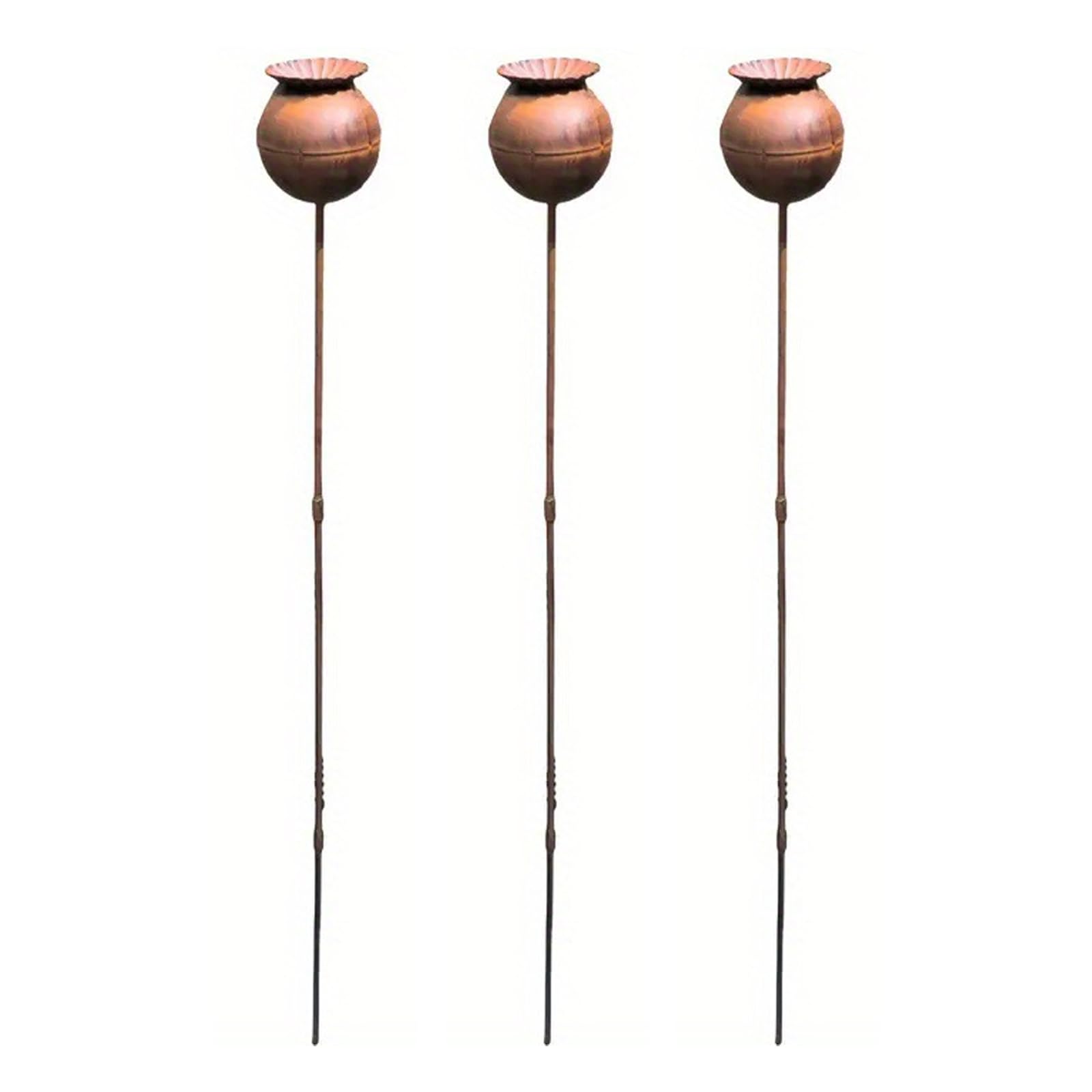 3 Pcs Rusty Metal Garden Stakes Rusty Flower Yard Art Irons Flower Decoration Outdoor Decor Ornament Gift Irons Garden Decoration