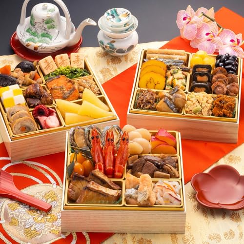 博多久松 豪華定番三段重おせち 高砂 6.5寸3段重 全32品 2~3人前 お届け日(2025年12月28日)着