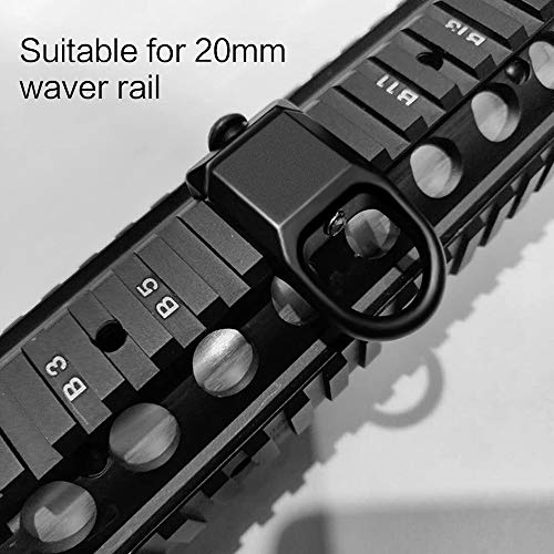 Yangfei 1 Pieces Sling Mount Adapter, 20mm Rail Mount Sling Adapter Tactical Clip Loop Steel Rail Attachment Point for Tactical Paintball Weaver Rail (Black) - Image 3