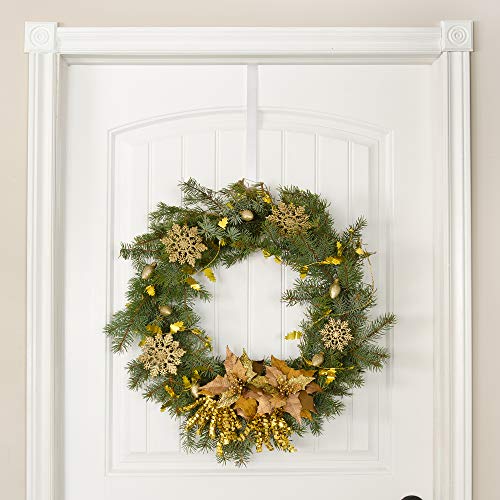 Rn'd Over Door Wreath Hook - Thin Metal Overdoor Wreath Holder Seasonal Hanger For Front Or Back Door (White, 12") #TOP3