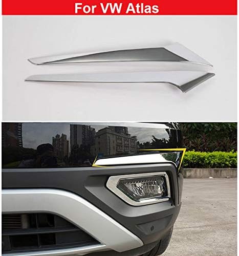 2PCS Chrome Front Fog lamp Lamp eyebrow Cover Decorate Trim For VW Atlas 2018 2019 2020