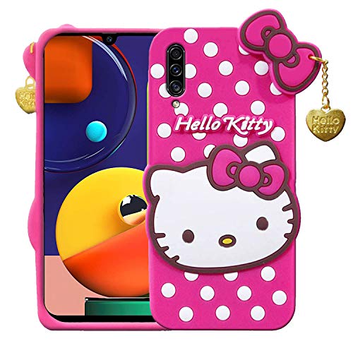 Image of Unirock Hello Kitty Back Case Cover for Samsung Galaxy A50s| 3D Cute Hello Kitty Case |Soft Silicone Rubber Back Cover with Pendant Kitty Cover for Samsung Galaxy A50s (Pink)
