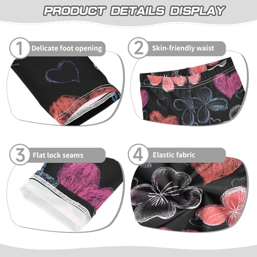 Flowers Shape Hearts Girls Leggings Athletic Pants Tights Stretch Bottom3