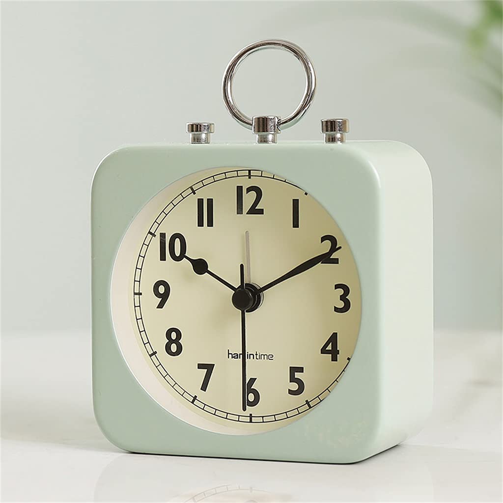 Hrwly D Wake Up Small Alarm Clock Bedside Mute Square Esktop Mini Home(D)