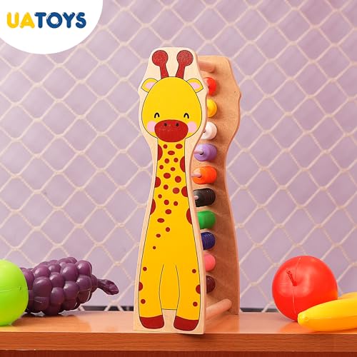 Image of Wooden Abacus Giraffe Toy for Kids with Colorful Beads Counting Learning Toy Educational Montessori Activity Toy for Boys and Girls Ages 3+