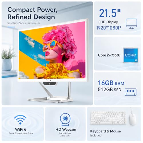 Image of suevery All-in-One Desktop Computer, Core i5 16GB RAM 512GB SSD, HD Webcam Clear Calls,21.5 AIO Gaming pc,1080P Display, WiFi 6, Business All in One for Home Office Daily Use with Keyboard & Mouse