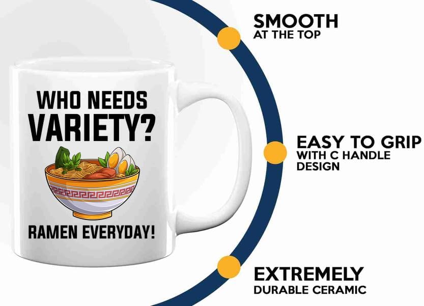 Ramen Coffee Mug 11oz White -Who needs variety - Food Lovers chicken pumpkin vegan pantry spicy noodles image 5