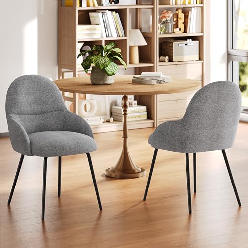 Miniatura 7 de Goeurvant Comedor Juego De 6 Sillas De Diseño, Revestimiento De Lino Gris Claro, Cómodo Asiento Con Apoyabrazos Y Patas Metálicas Sólidas, Adecuado Para La Cocina Y El Salón