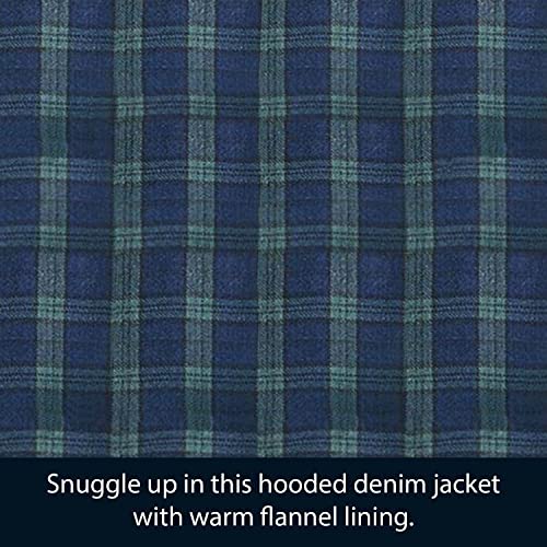 Pgi Traders Women’s Flannel Lined Denim Jacket | Detachable Hood | Zip Front And Side Pockets | 100% Cotton | Size Medium #TOP2