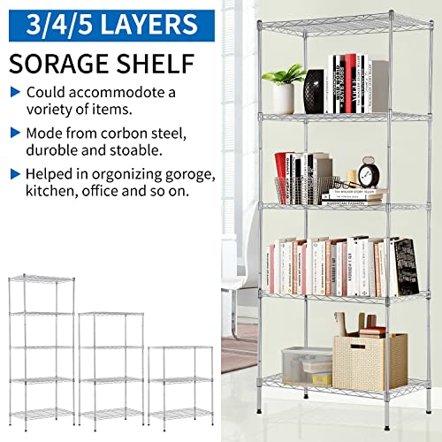 14" X 24" X 60" Storage Shelves Book Shelf Organizer 5 Tier Metal Shelving Unit Metal Storage Rack Shelf For Kitchen Restaurant Garage Pantry Garage(750Lbs, Silver) #TOP3