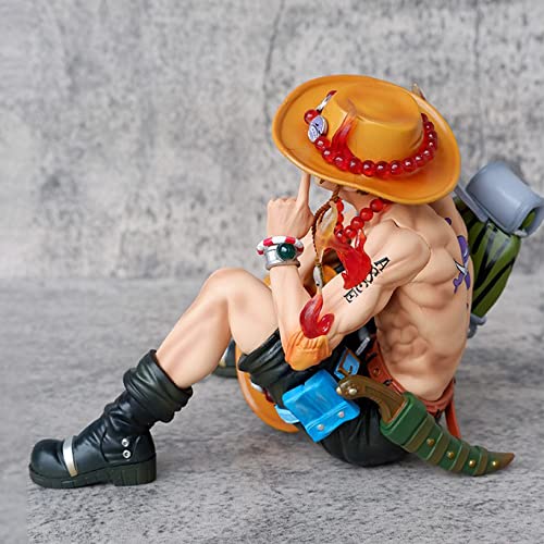 Tengfa One Piece Anime Ace Figure, Whitebeard Pirates Team Leader Portgas D Ace Figures Hand-Made Statue Model Ornament #TOP4