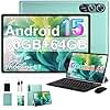 2025 Tablet 10 Inch Android 15 Tablets with Keyboard 30GB RAM 64GB ROM, Octa-Core 2-in-1 Tablet with Gemini AI, 5G WiFi, 6000mAh, HD IPS Display, GPS, Widevine L1, Split Screen, Mouse & Case -Green