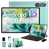 2025 Tablet 10 Inch Android 15 Tablets with Keyboard 30GB RAM 64GB ROM, Octa-Core 2-in-1 Tablet with Gemini AI, 5G WiFi, 6000mAh, HD IPS Display, GPS, Widevine L1, Split Screen, Mouse & Case -Green