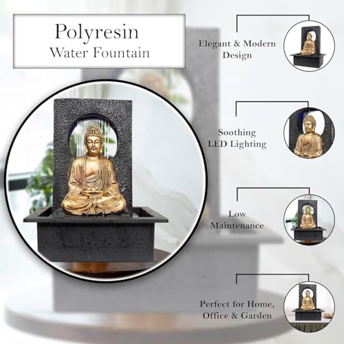 Image of UAG EXPORTS Buddha LED Waterfall Fountain | Premium Indoor Tabletop Water Fountain for Home & Office | Spiritual Decor for Peace, Positive Aura & Relaxation | Positive Energy Gift Item