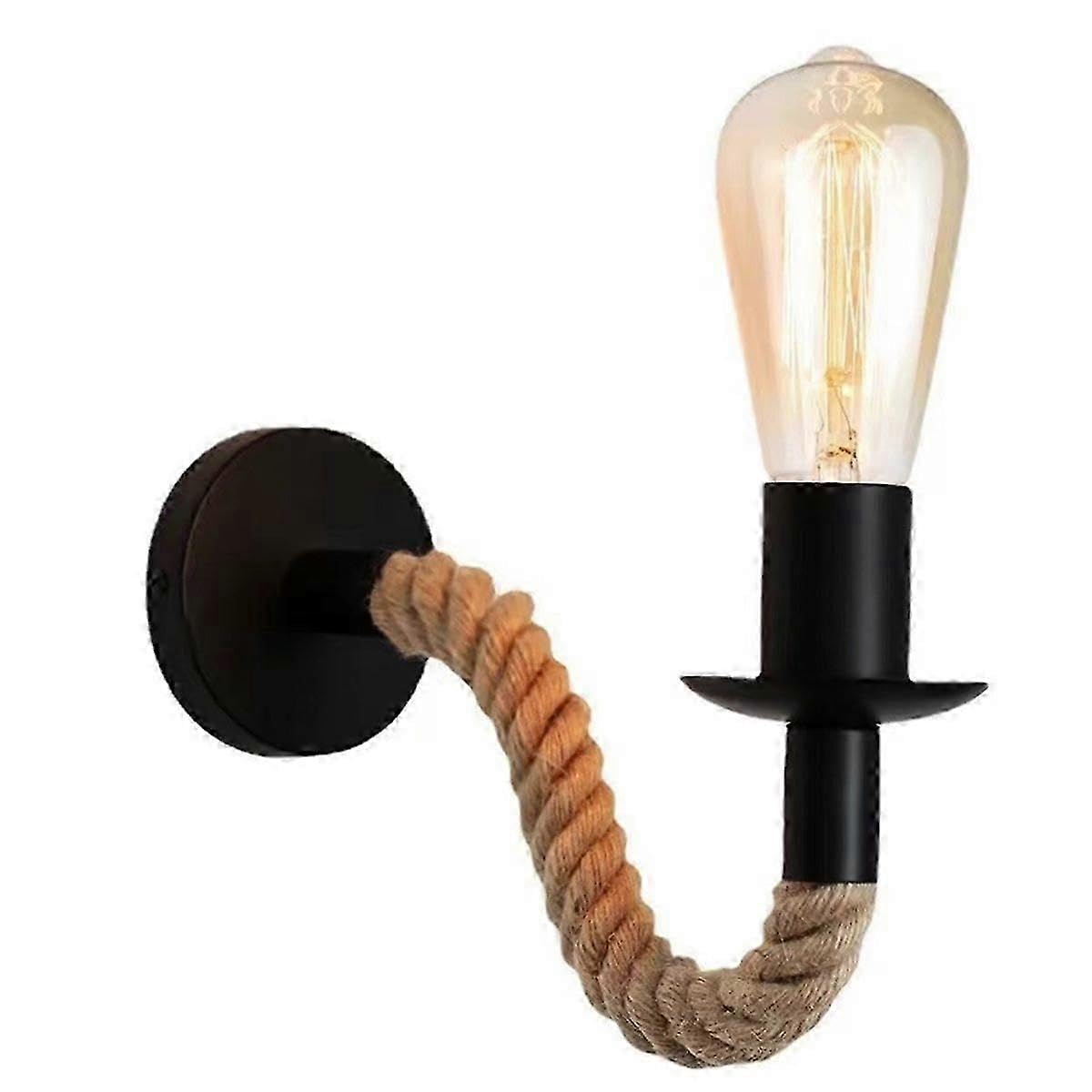 JOYHAPPST Vintage Wall Lamp Retro Rope Wall Sconce Lamp E27 Interior Wall Light Stairway