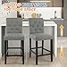 LSSPAID Bar Stools Set of 2, 24 Inch Counter Height Chairs, Upholstered Fabric Padded Kitchen Island Wood Barstools with Button Tufted Backrest and Solid Wood Legs, Grey