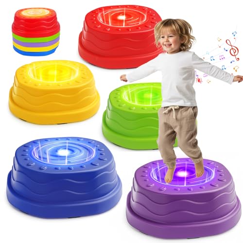Goldium Stepping Stones for Kids - 3 Game Modes Stepping Stones with Light up&Music Non-Slip Balance Sensory Indoor Outdoor Play, Toddler Activities, Toys Birthday for Children Aged 3+