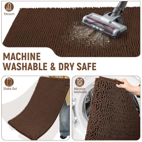 Image of Absorbent Dog Door Mat for Muddy Paws, 48 inch x 36 inch Chenille Indoor Mats for Entryway, Trap Dirt Front Door Mat Indoor Entrance Washable Non Slip Soft Brown