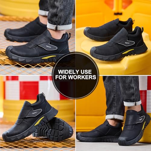 Image of Welding Work Boots for Men Women Slip on Steel Toe Safety Shoes Comfortable Indestructible Work Boots Puncture Proof Lightweight Breathable Construction Shoes
