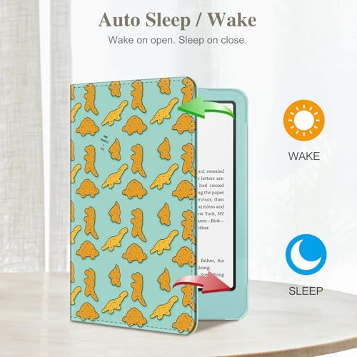 Image of Fintie Case for 7 inch /6.8 inch Kindle Paperwhite(12th /11th Generation-2024 /2021) and Kindle Colorsoft Signature Edition -Slim Foldable Stand Cover Auto Wake /Sleep for Paperwhite 2024, Dino Nuggets